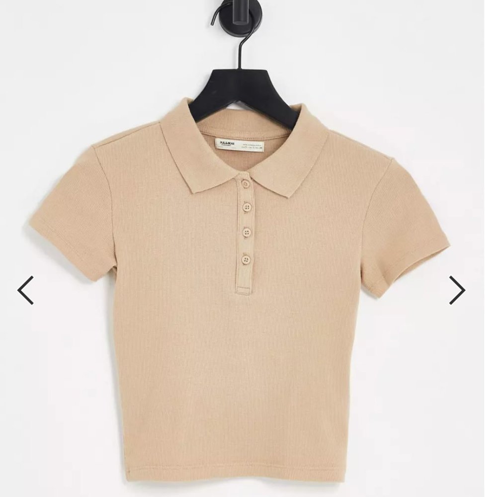 Pull & Bear Polo Cropped T-Shirt in S